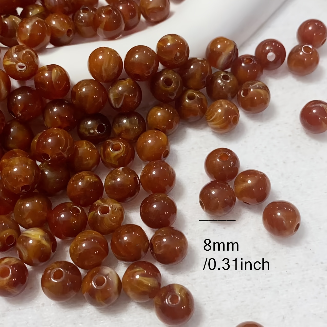8mm Dark Brown & Two-Tone Imitation Agate Round Spacer Beads